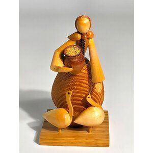 Handcrafted Polish Wooden Figurine By S Sitarski J Fedorowicz Duck Farmer Design